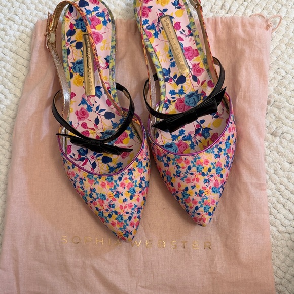 Sophia Webster Shoes - Sophia Webster Floral Heels - Pink and Black